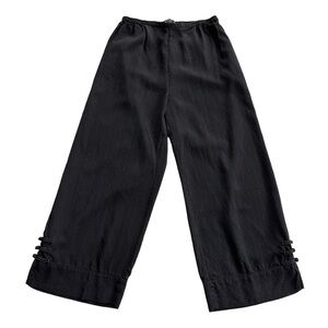 Citron Santa Monica Cropped Wide Leg Silk Crepe Pants Washed Black PS